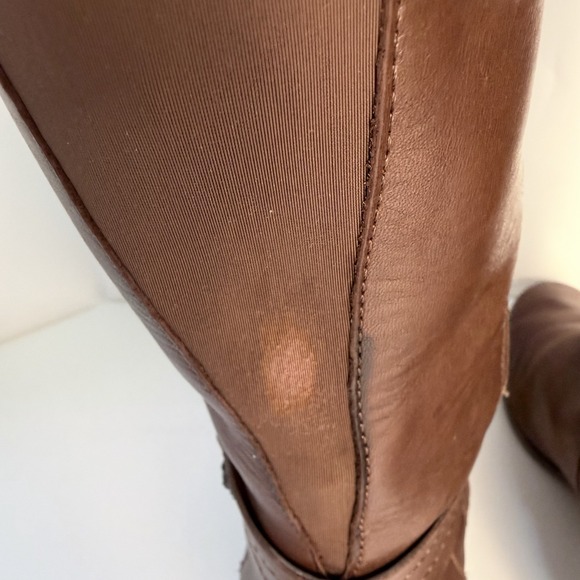 Anne Klein iFlex Brown Leather Wide Leg Knee High Riding Boots US 8M *Flaw* - Picture 6 of 12